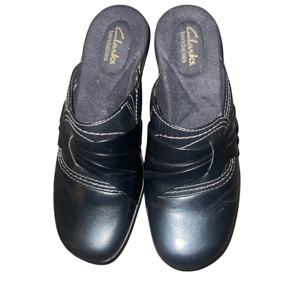Clarks Bendables Women's Leather Slip On Clog Size 6.5 Black Comfort Shoe…New - Picture 5 of 9